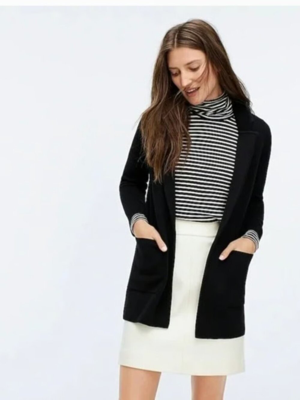 J. Crew women's Black Knit Sophie Cardigan Open Front s